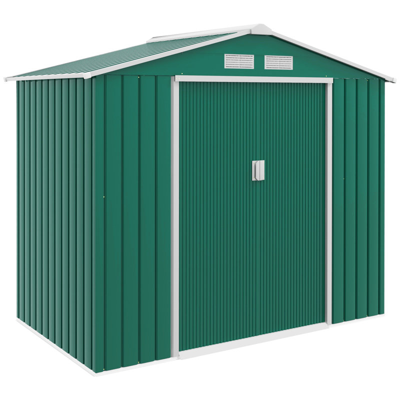 Metal Storage Shed, 7' x 4', Green