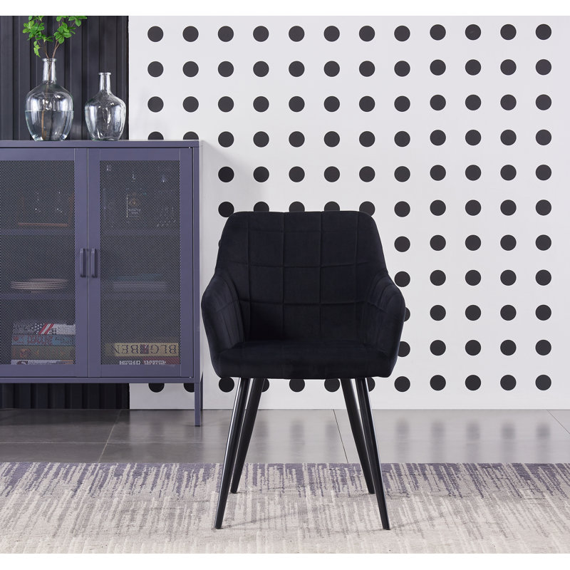 Yerres Modern Velvet Dining Chairs - Ergonomic Curved Back with Metal Legs - Armchair for Dining Room Kitchen Living Room, 2