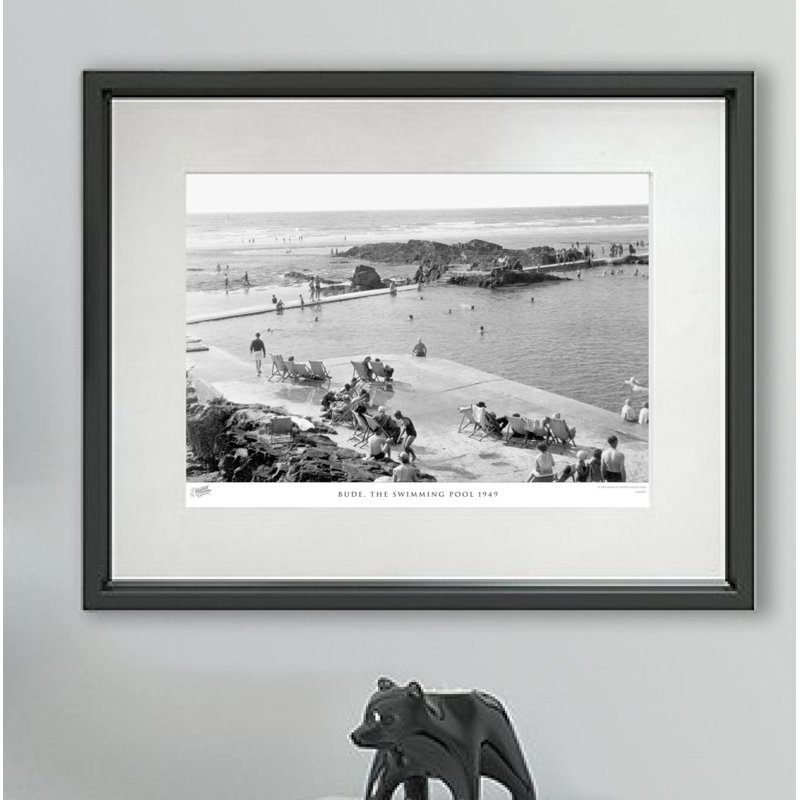 Bude, The Swimming Pool 1949 - Single Picture Frame Print on Wood, 60cm H x 80cm W x 2.3cm D