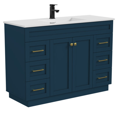 Meuble-lavabo rustique bleu 48 po