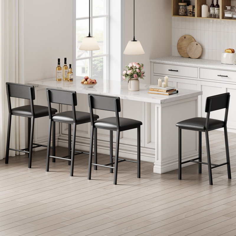Counter Stool with Metal Frame, Black