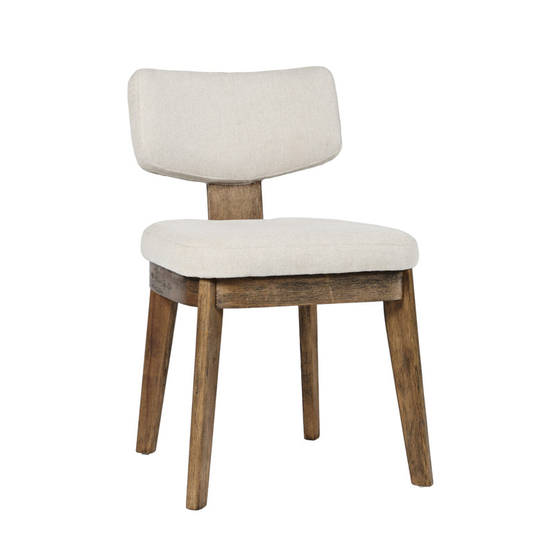 Albore Mid-Century Modern Split Back Upholstered Dining Chair (Set of 2), Chestnut