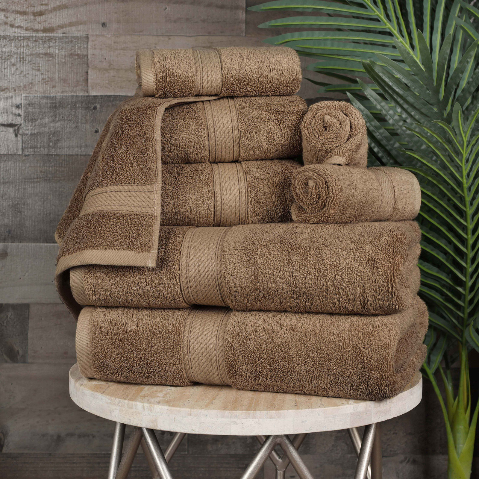 Renata 8-Piece Egyptian Cotton Towel Set, Latte