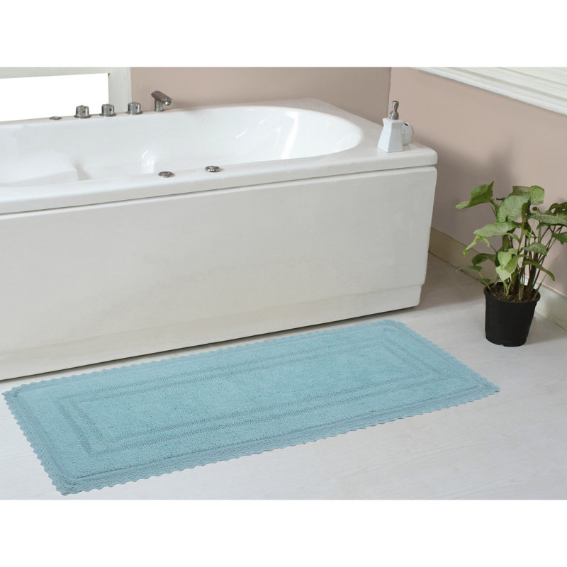 Tapis de bain réversible 100% coton Opulent Bathmat, Aigue-marine, l 21 po x L 54 po