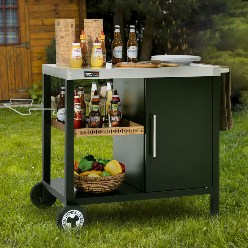 Chariot-grill d'extérieur avec rangement Royal Gourmet, noir