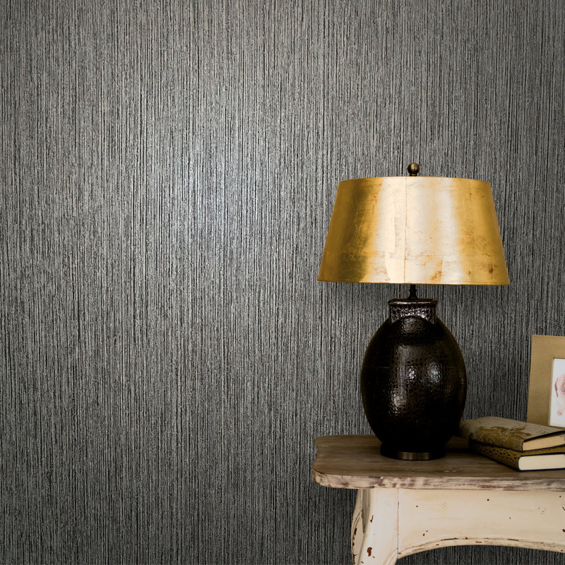 Textures Collection Vertical Texture Matte Finish Wallpaper Roll, Black