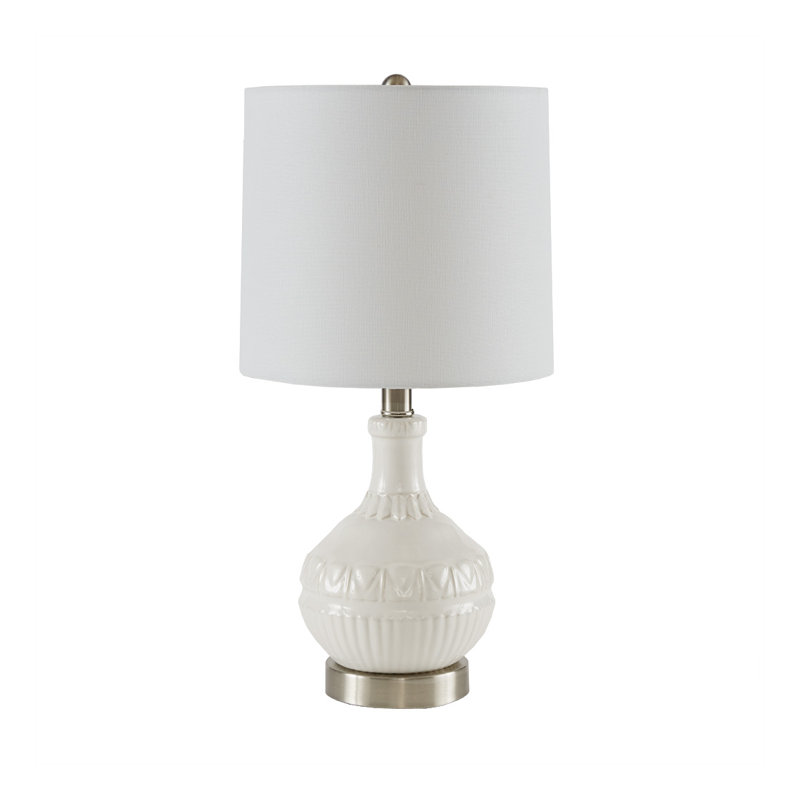 Lampe de table bohémienne blanche en relief Boho