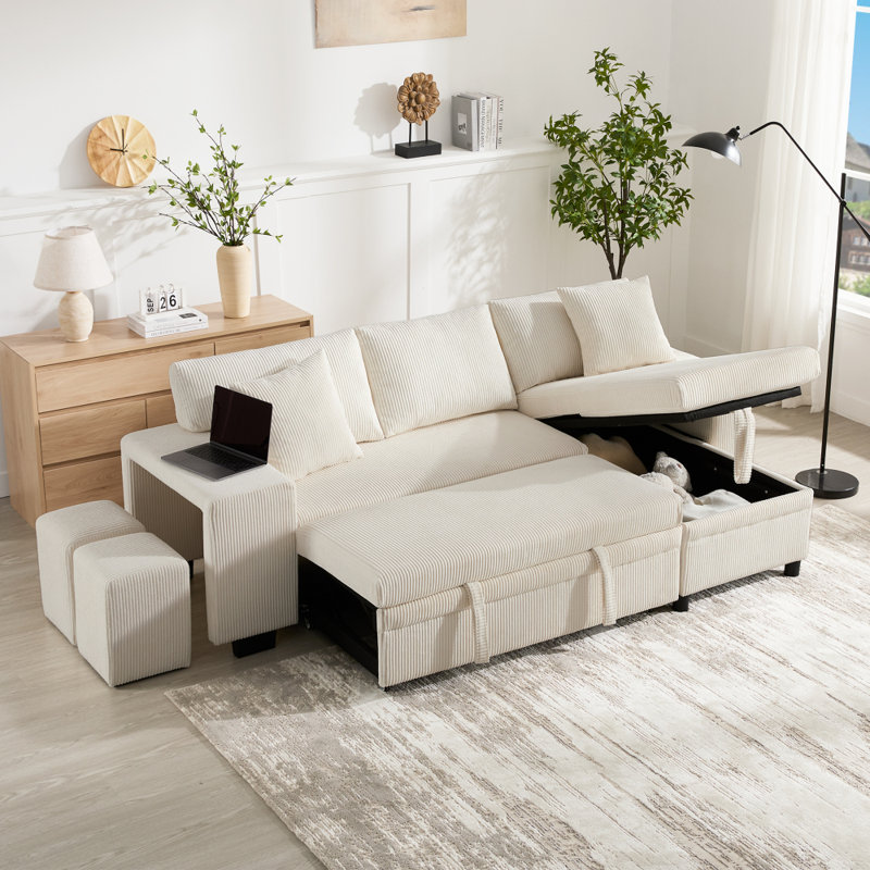 Sofa, Beige Corduroy
