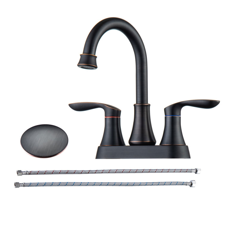 Centerset 2-handle Bathroom Faucet with Drain Assembly