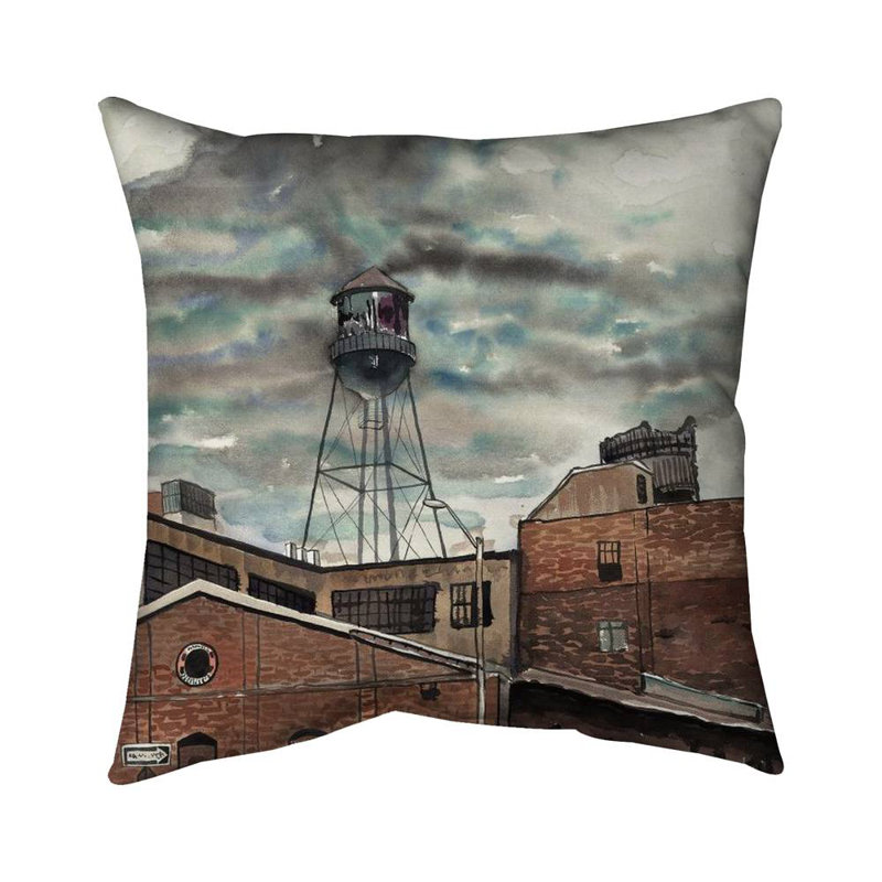 Water Tower in Williamsburg - Blue Poly Twill Throw | Home Decor