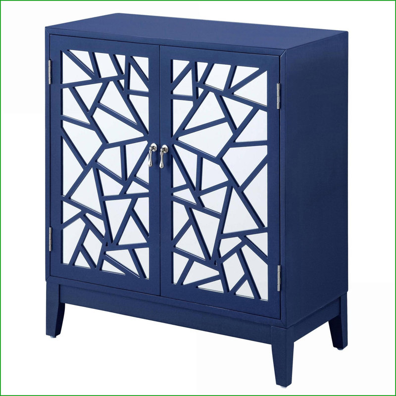 Table basse Breckenridge avec 2 portes en miroir - Rangement polyvalent pour le salon / couloir