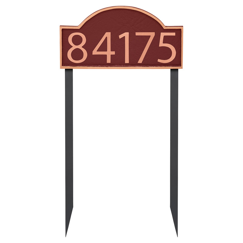 Plaque d'adresse pelouse douce 1 ligne, Cuivre, Rouge