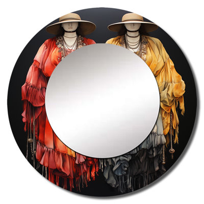 Bohemian Boho Chic - Abstract Boho Large Wall Mirror, Modern Round Unique Mirror, Printed Metal Art