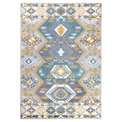 Tapis bleu / jaune Majeic