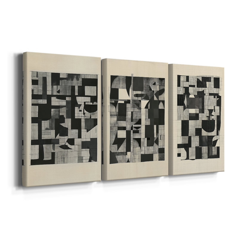 ABSTRACT Series DCCCLxxxviii - Toile tendue sur mesure - 3 pièces, H 18 po x l 36 po
