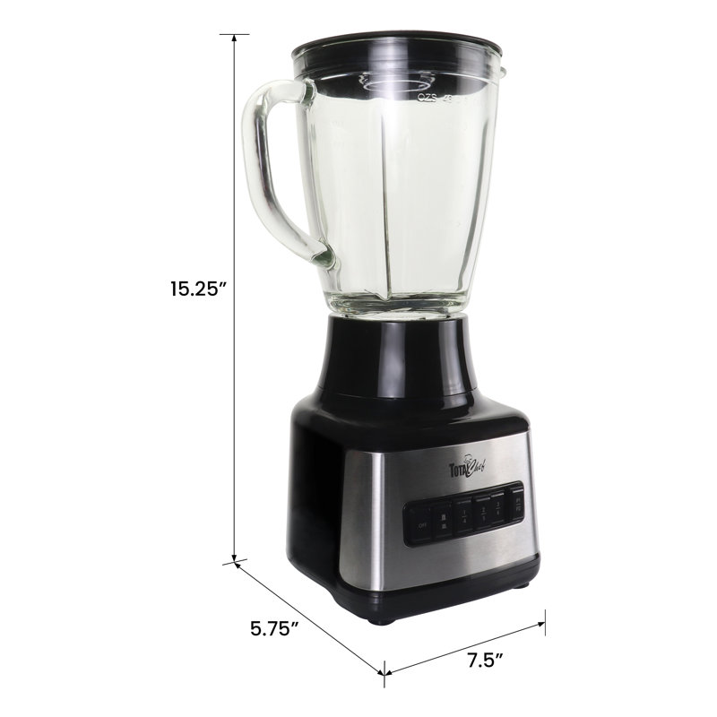 Total Chef 51 Oz Countertop Blender with 6 Speed & 2 Pulse Options For Smoothies, Shakes, Ice and Dips