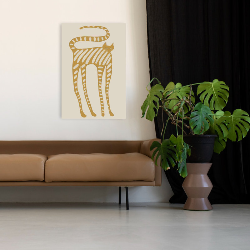 Art mural moderne fantaisiste, chat rayé fantaisiste, H 48 po x l 32 po