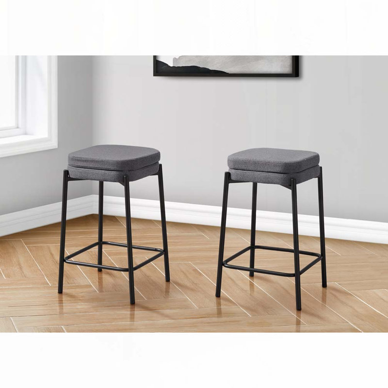 Barstool, Counter Height, Set Of 2,, Gray