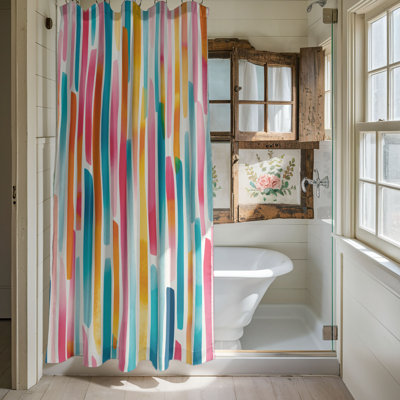 Watercolor Stripes - 1 Piece Standard Shower Curtain