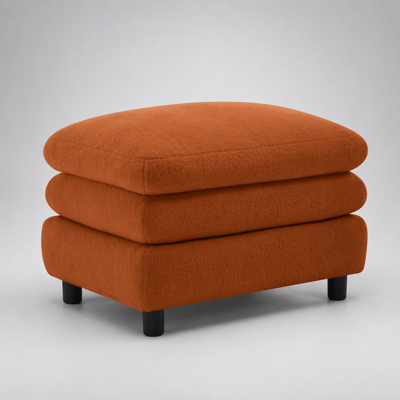 Canapé ottoman incurvé en tissu Teddy - Doux, élégant et modulable pour des espaces de vie polyvalents, Orange