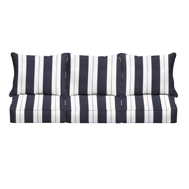 Coussin de siège / dossier Sunbrella Deana, Sunbrella® à rayures bleu marine, L 25 po x H 23 po