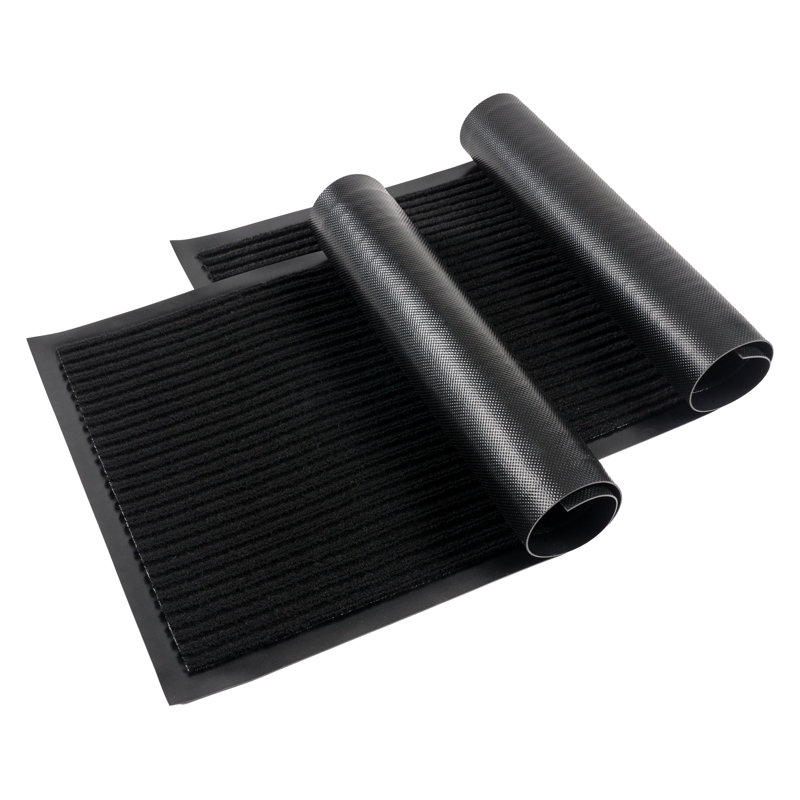 Tapis de porte d'extérieur antidérapant Arywn 30 po x 17 po, Noir