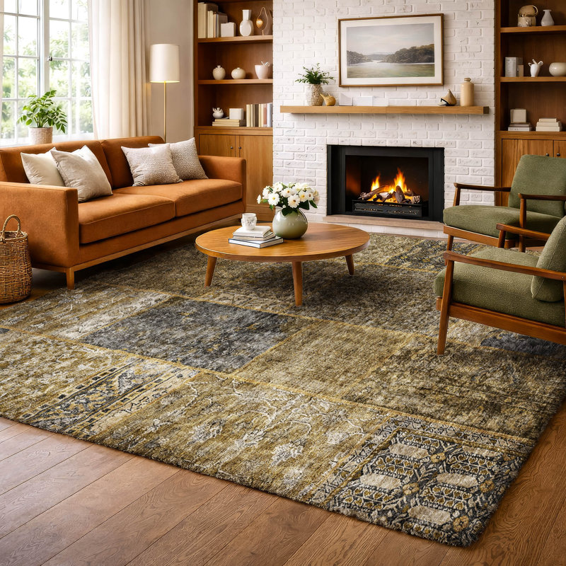 Tapis à poil long de qualité supérieure lavable à la machine ADS669, Brun, 10 pi x 14 pi