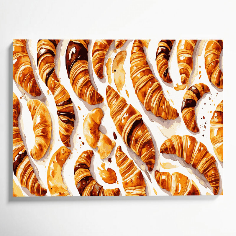 Desserts croissants, art mural sur toile beige, H 11 po x l 14 po