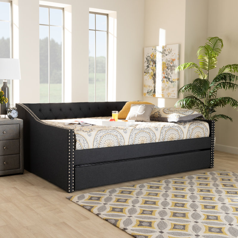 Lit de jour avec couchette Weldon, Lit double, Gris foncé