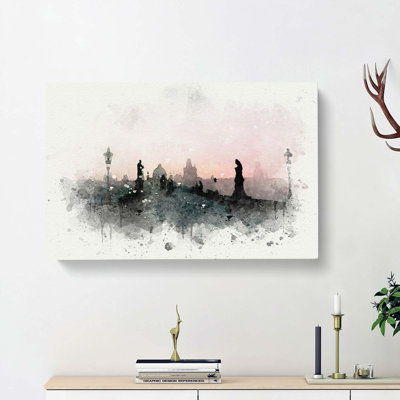 Charles Bridge in Prague in Abstract - Wrapped Canvas
