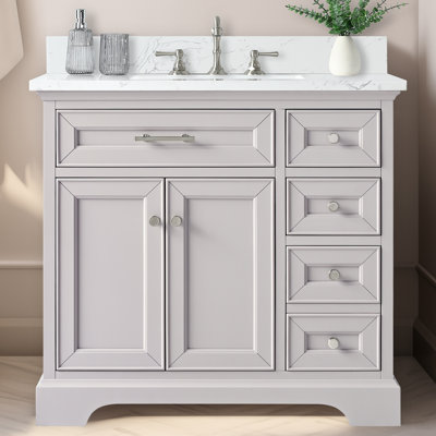 Currahee 36'' Single Bathroom Vanity with Engineered Stone Top