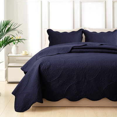 Ensemble de couvre-lit à motif floral en microfibre - Literie matelassée douce, légère et infroissable