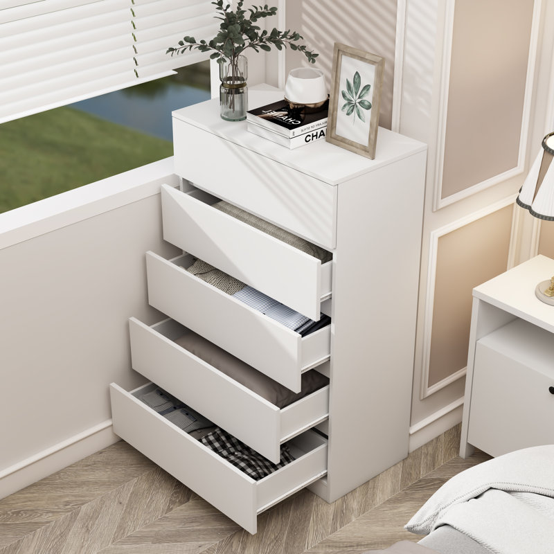 Delexis 27.6'' W 5 - Drawer Dresser, White