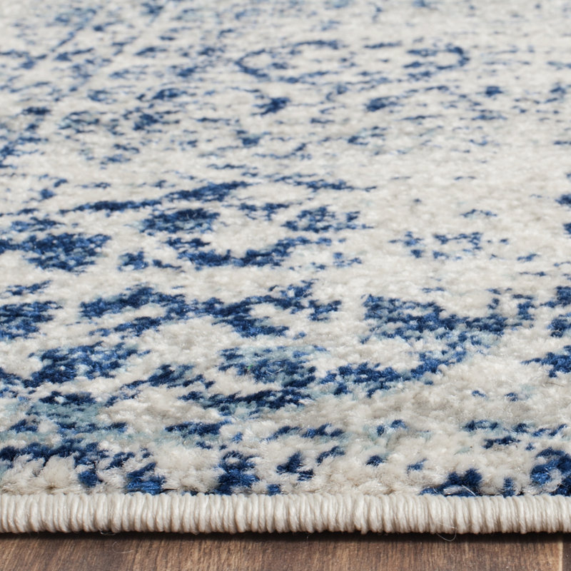 Tapis oriental bleu / ivoire Annette, Rond 6 pi 7 po