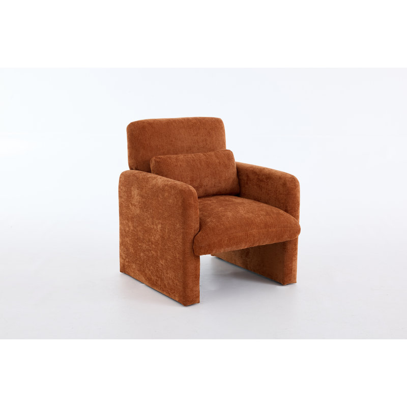 Fauteuil moderne recouvert de lin, Orange