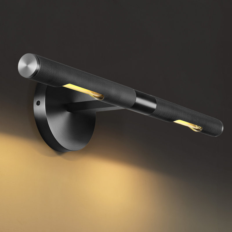 Dimmable Wall Sconce 360° Rotatable Picture Light (Bulbs Included), 24" H x 24" W x 3" D, Matte Black