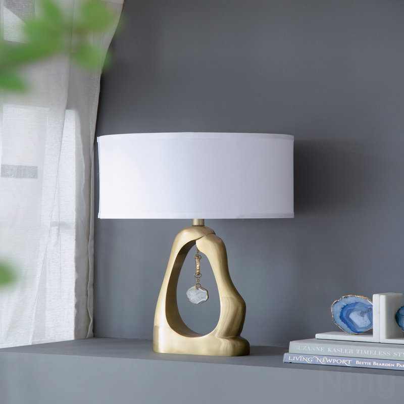 Table Lamp, With White Drum Shade
