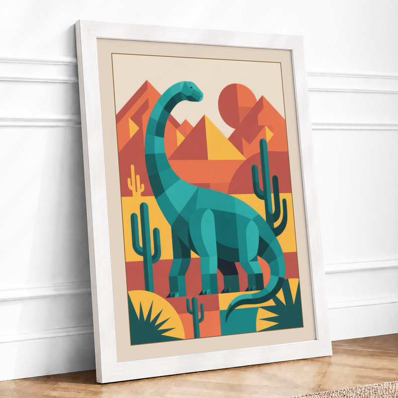 Desert Dinosaur Dreams Mid-Century - Print, A3 - 42.0 x 29.7 cm, White