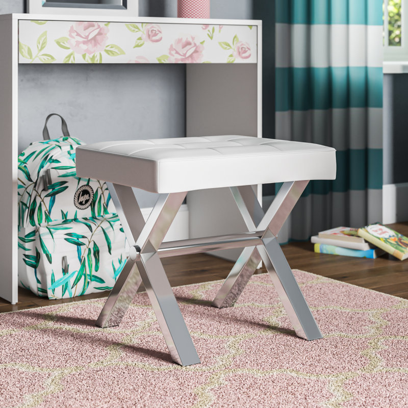 Tabouret Beverly de Pangea Home, Simili cuir blanc