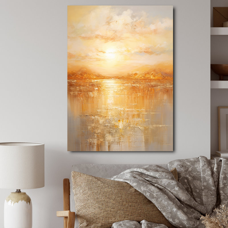 «Jacobien Bold Sunset Golden Collage II - Sunset», reproduction sur toile, 32" H x 24" W, Toile tendue
