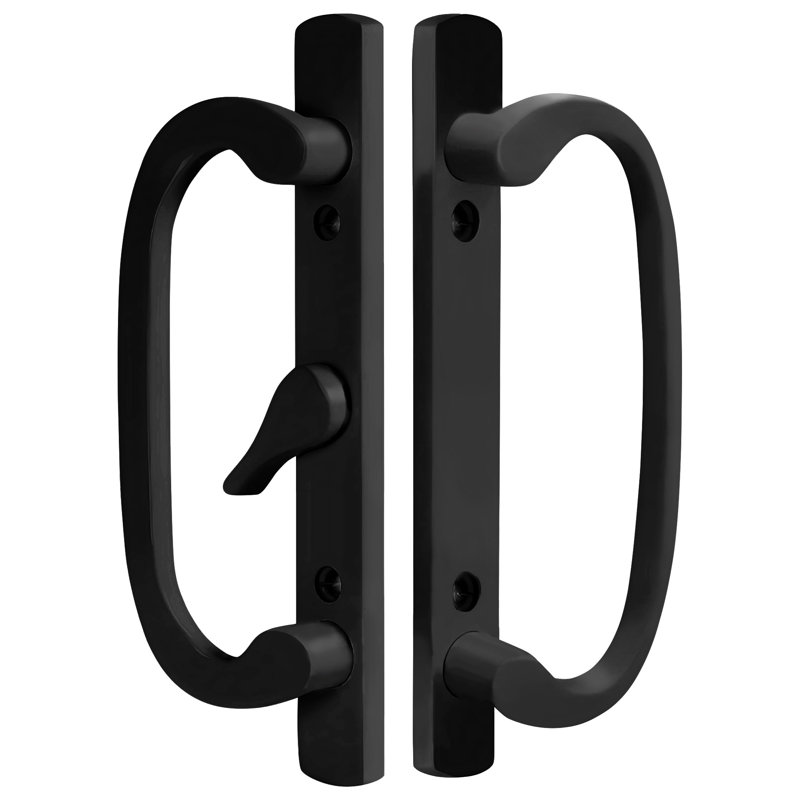 Ensemble de remplacement de poignée de porte coulissante en verre pour porte de patio, Noir