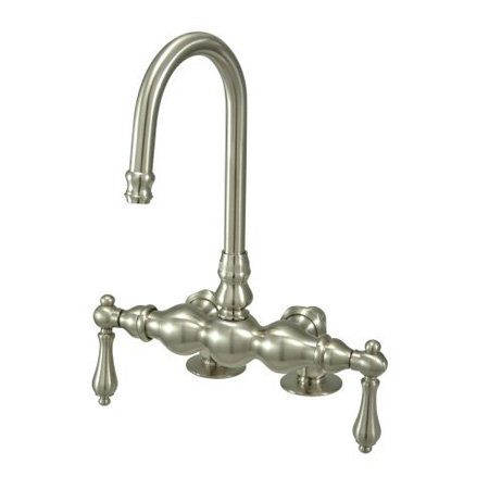 Hot Springs Double Handle Deck Mounted Clawfoot Tub Faucet, Satin Nickel