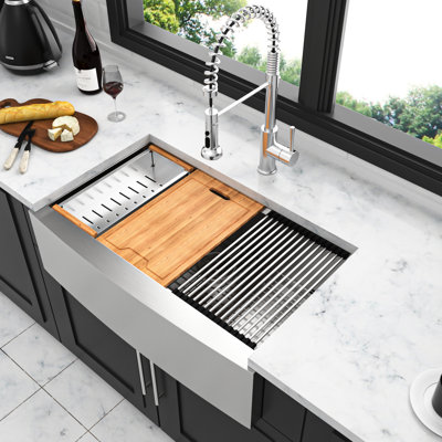 36" Kitchen Sink: 36X22x10 Inch Stainless Steel, And Smooth Surface For Hygiene Apron Front Sound Proof Feature Peaceful Use
