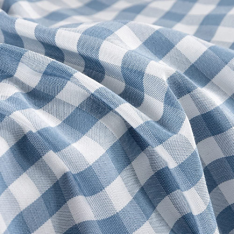 Petite taie d'oreiller à carreaux en polyester et coton frais sans housse de coussin de canapé, Bleu clair