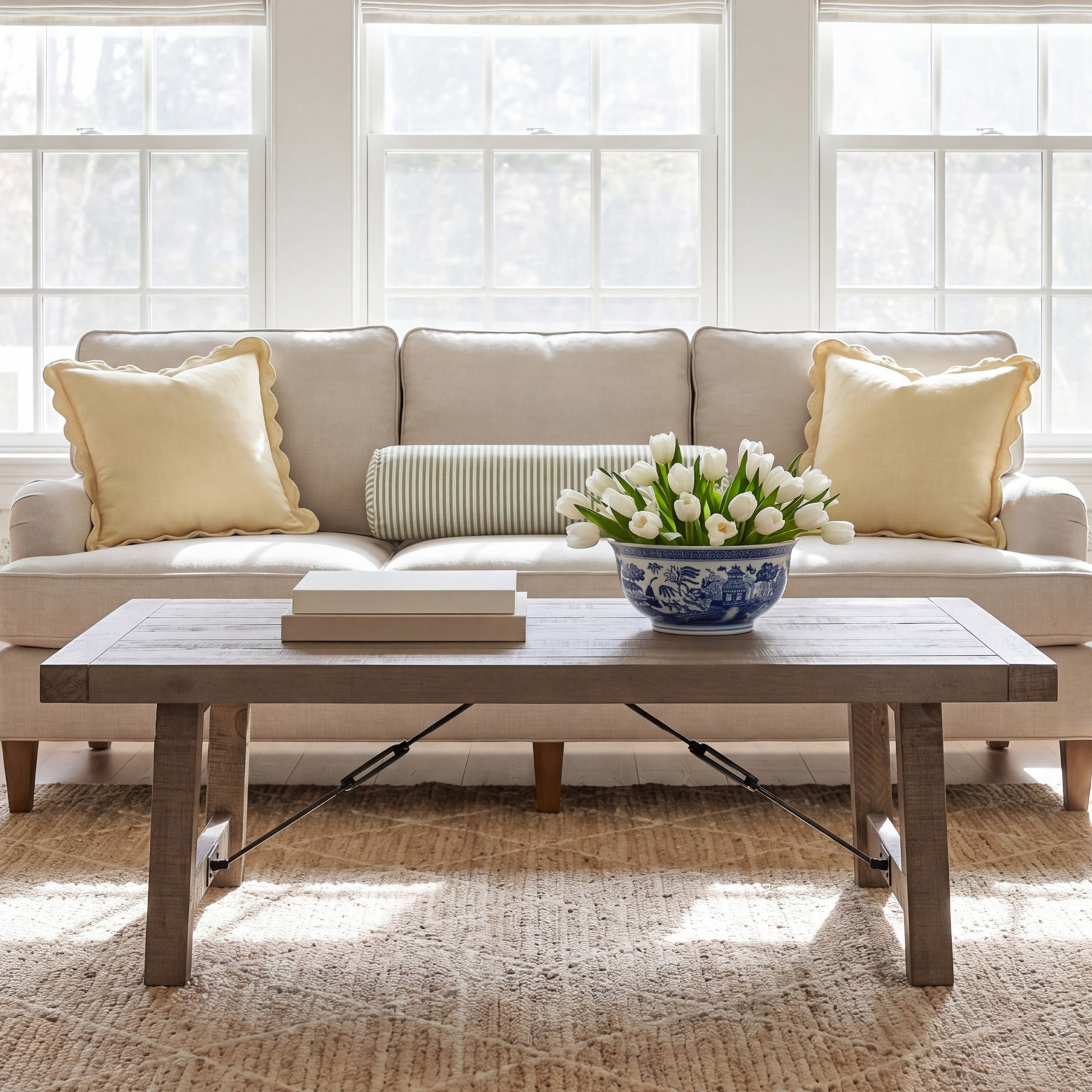 Edelen 55" Coffee Table, Distressed Brown