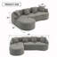 Canapé modulaire à méridienne Boneless LY-022, canapé 3 places en chenille grain de bois, canapé gris clair avec 4 coussins, canapé éponge haute densité pour appartement et salon