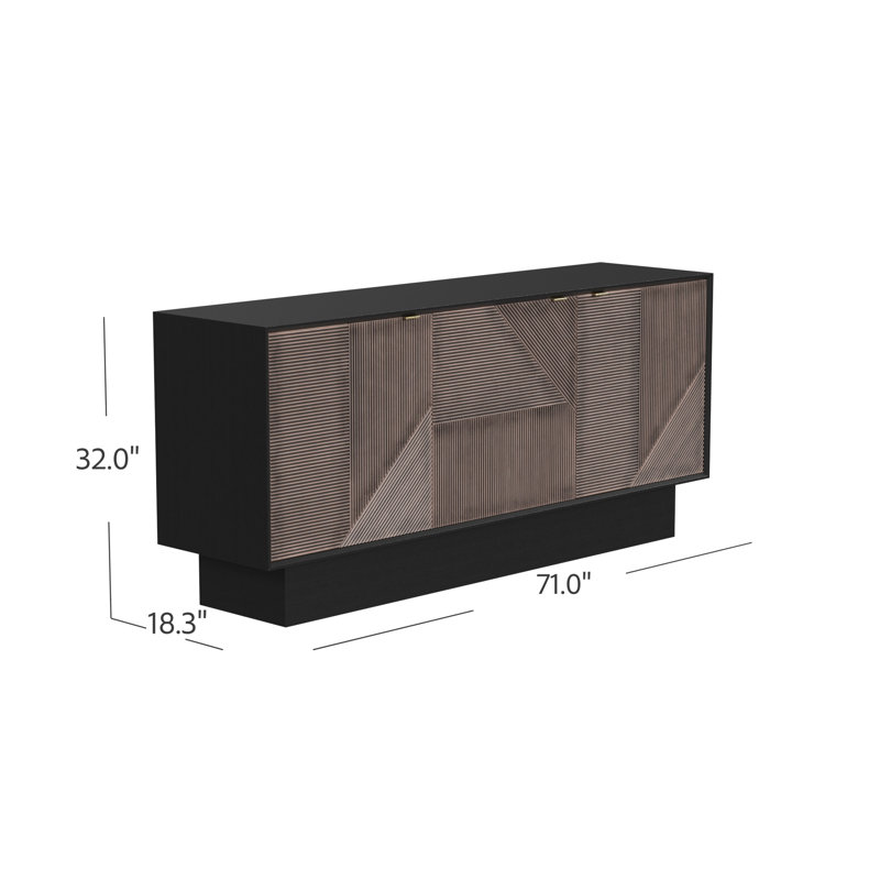 Beader 71'' Wide Solid Wood Sideboard