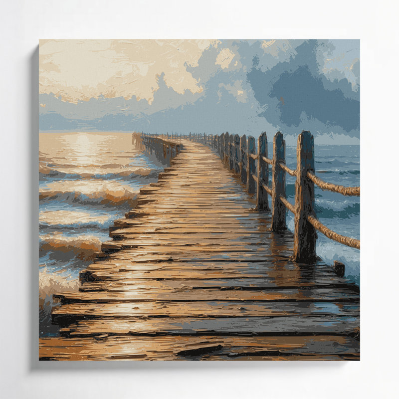 Art mural sur toile, "Nautical Boardwalks" beige, H 16 po x l 16 po