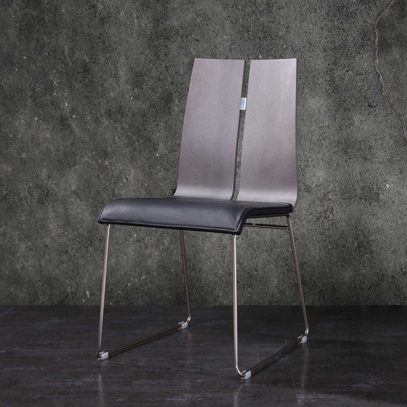 Ajus Upholstered Faux Leather Parsons Chairs, Black, White