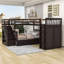 Lit superposé simple en L simple avec 3 tiroirs et garde-robe-1134052877